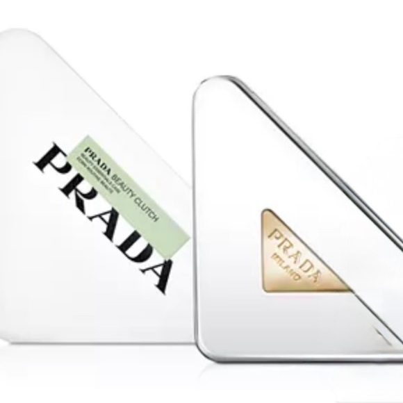 Prada Triangular Silver and Gold Clutch - Picture 2 of 4